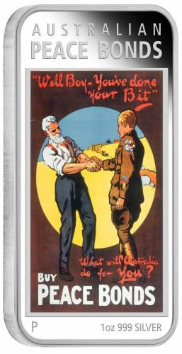 Perth-Mint-New-Release:-Australian-Posters-Of-World-War-I---Peace-Bonds-2018-1-Oz-Silver-Proof-Coin