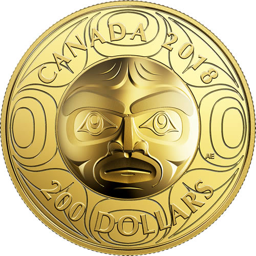 RCM-New-Release:-2018-99.999%-Pure-Gold-Ultra-High-Relief-Coin---Ancestor-Moon-Mask