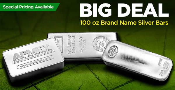 Apmex:-100-Ounce-Silver-Bars-On-Sale