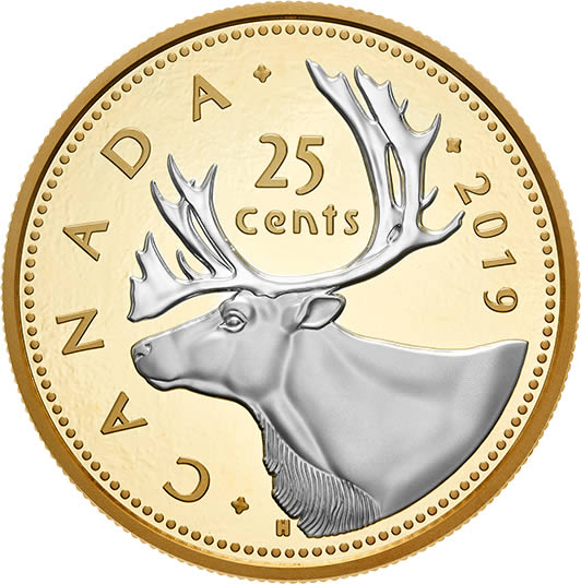 RCM-New-Release:-2019-5-Oz.-Pure-Silver-Reverse-Gold-Plating-Coin---Big-Coin-Series:-25-Cents