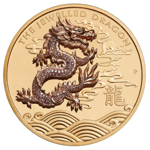 Perth-Mint-New-Release:-2019-The-Jewelled-Argyle-Pink-Diamonds-Dragon-10-Oz-Gold-Proof-Coin-W/Video