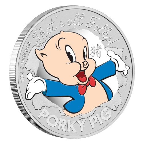 Perth-Mint-New-Release:-2019-Looney-Tunes---Porky-Pig-1-Oz-Silver-Proof-Coin