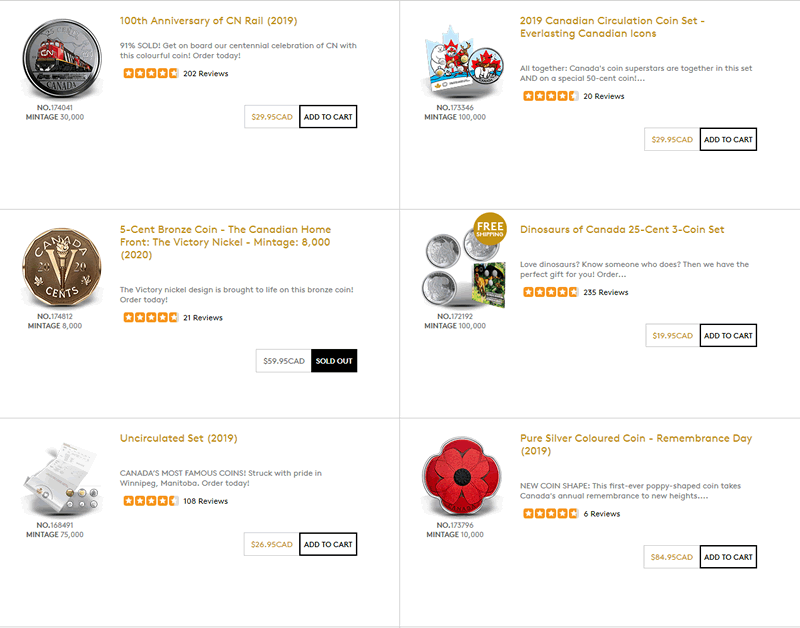 Royal-Canadian-Mint-Top-Rated-Products-1/8/20