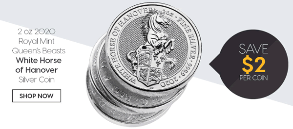 Silver-Gold-Bull-Flash-Sale:-2-Oz-2020-Royal-Mint-Queen's-Beasts-White-Horse-Of-Hanover-Silver-Coins