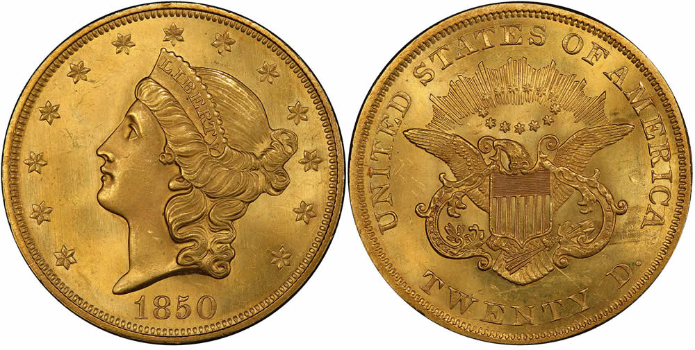 The-1850-Double-Eagle,-First-Circulating-$20-Gold-Coin