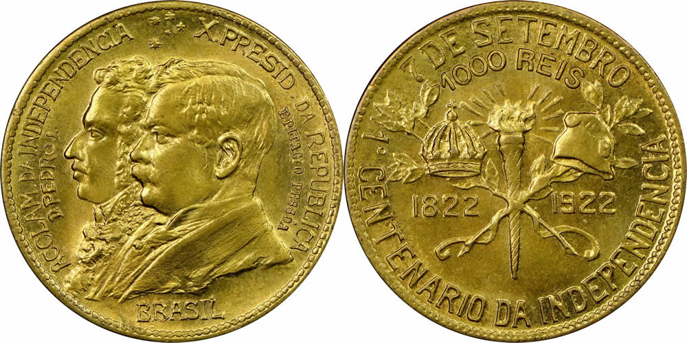 1922-1000-Reis-Issued-For-The-Centennial-Of-Brazil's-Independence