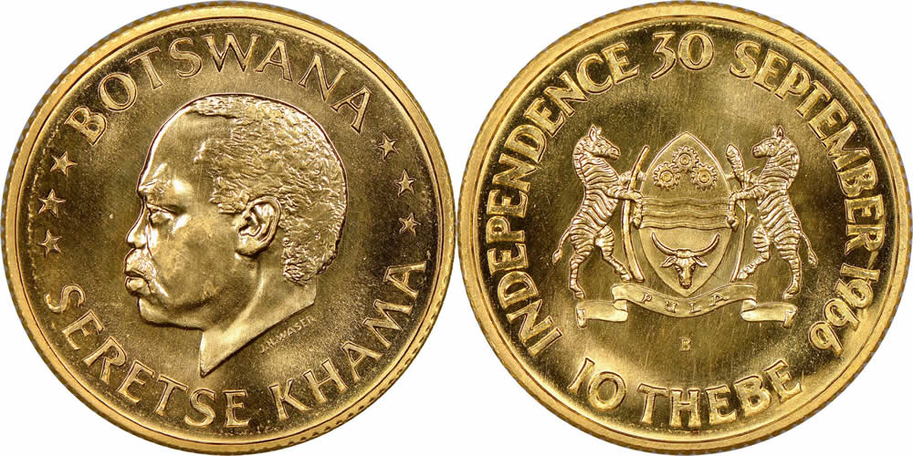Botswana-1966-10-Thebe-Gold-Independence-Commemorative