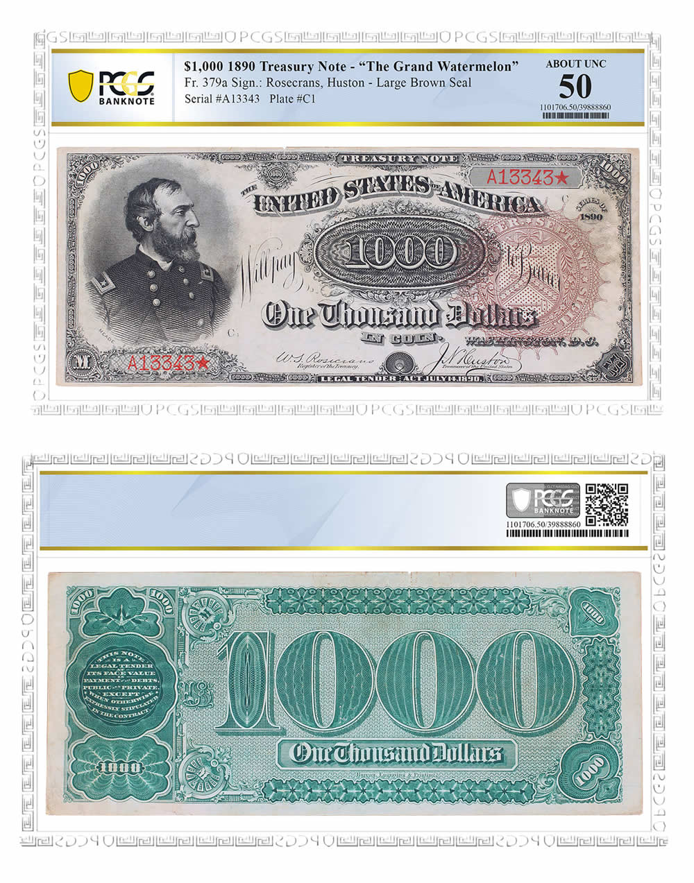 PCGS-Grades-Finest-Example-Of-Ultra-Rare-1890-Grand-Watermelon-Note