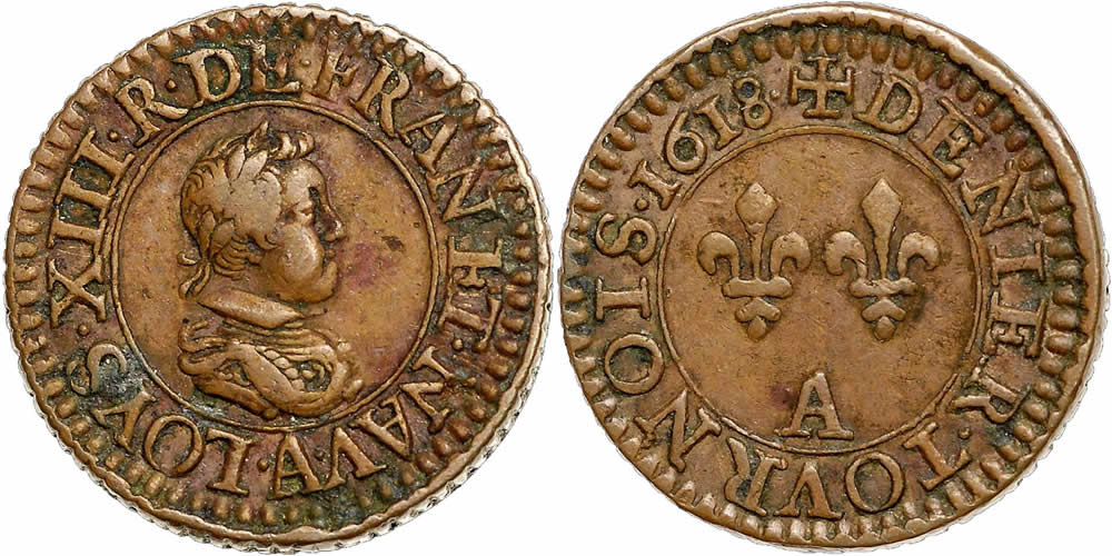 1618-A-Piefort-Denier-Featuring-French-King-Louis-XIIi