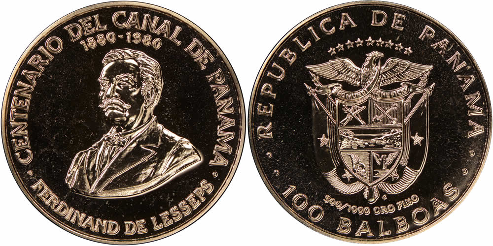 Daily-Coin:-1980-Panama-100-Balboas-Featuring-French-Diplomat-Ferdinand-De-Lesseps