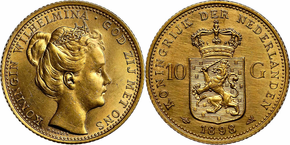 Daily-Coin:-1898-Netherlands-10-Gulden-Featuring-Princess-Wilhelmina