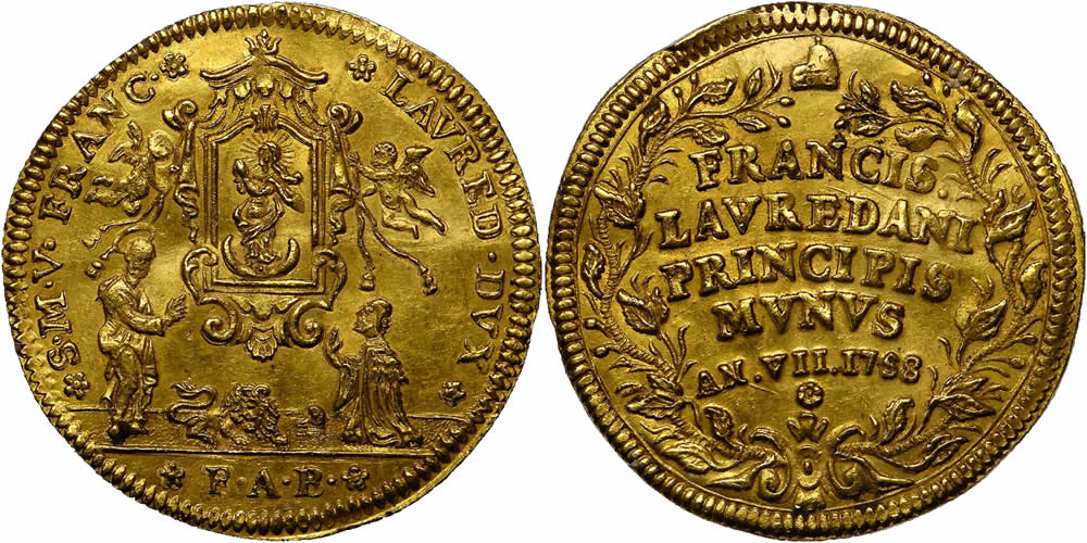 Daily-Coin:-Republic-Of-Venice---1758-Fab-Francesco-Loredan-Gold-Osella-Of-4-Zecchini