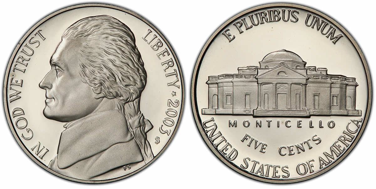 2003 S Jefferson Nickel 2003 S Jefferson Nickel PCGS PR70DCAM 2003 S Jefferson Nickel 2003 S Jefferson Nickel PCGS PR70DCAM