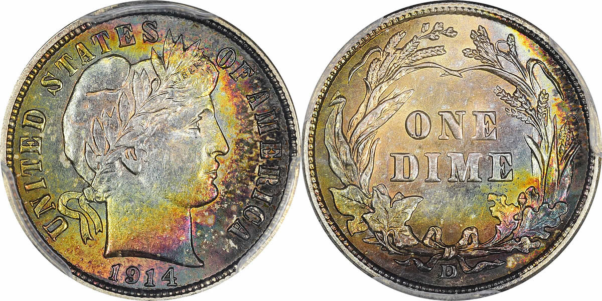1914 D Barber Dime 