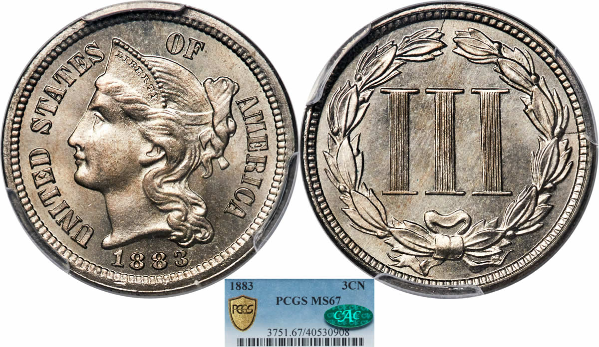 Three-Cent-Thursday:-1883-Three-Cent-Nickel-PCGS-MS-67-CAC