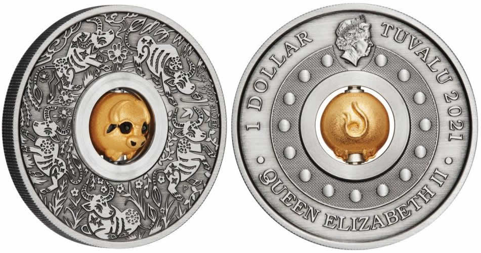 Perth-Mint-New-Release:-2021-Year-Of-The-Ox-Rotating-Charm-1-Oz-Silver-Antiqued-Coin