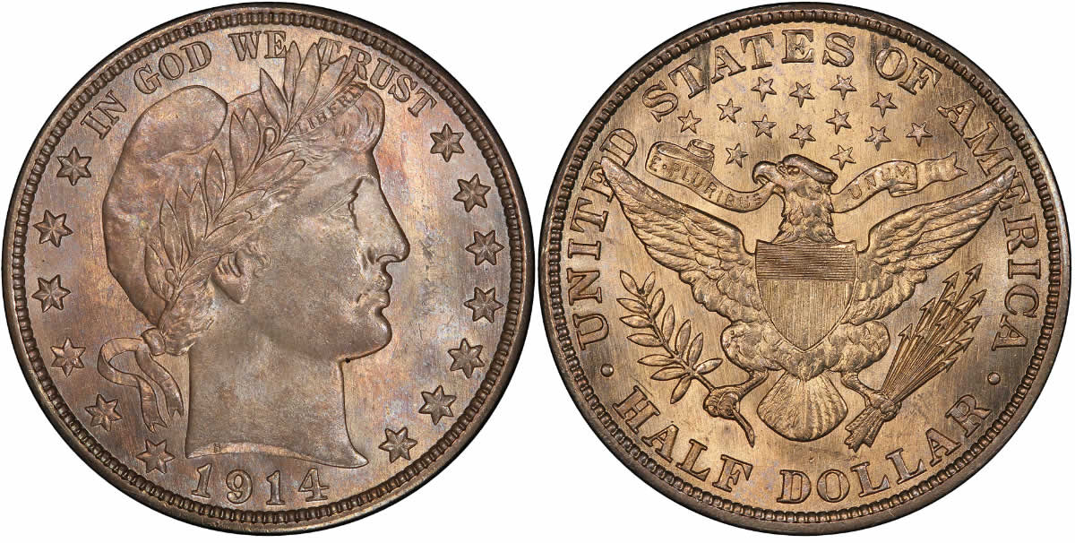 1914 Barber Half Dollar 1914 Barber Half DollarPCGS MS66+ 1914 Barber Half Dollar 1914 Barber Half DollarPCGS MS66+