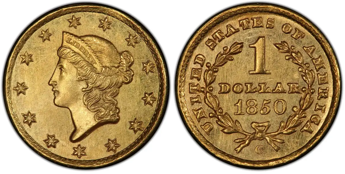 1850 C Liberty Head Gold Dollar 1850-C Gold Dollar PCGS MS63 1850 C Liberty Head Gold Dollar 1850-C Gold Dollar PCGS MS63