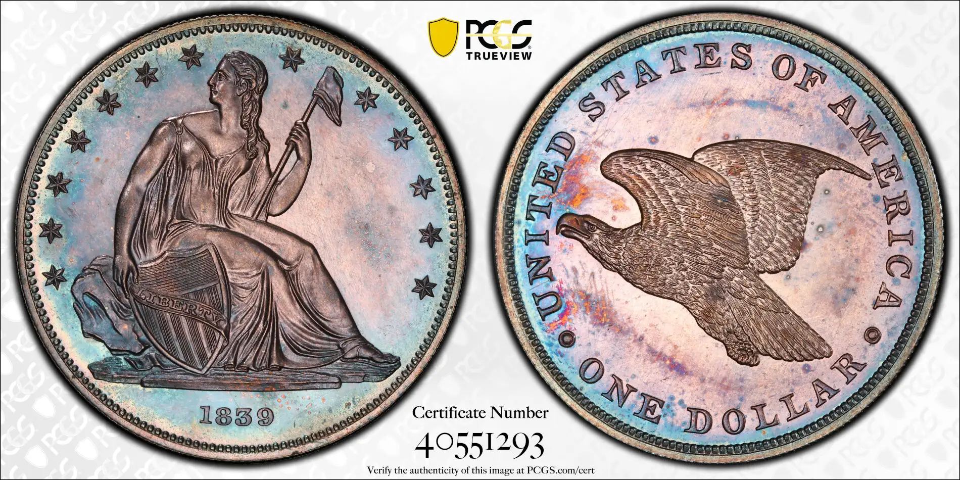 PCGS-Auction-Highlights-February-2023,-Cb-Half,-Cb-Half-Eagle,-Silver-Cert,-1839-Gobrecht-Dollar