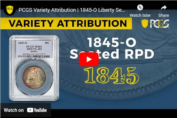 Video:-1845-O-Liberty-Seated-Half-Dollar-Repunched-Dates-|-PCGS-Variety-Attribution