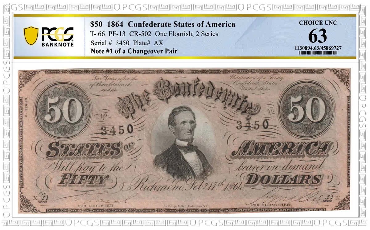 Noteworthy-Notes:-1864-Confederate-States-Of-America-$50-Changeover-Pair