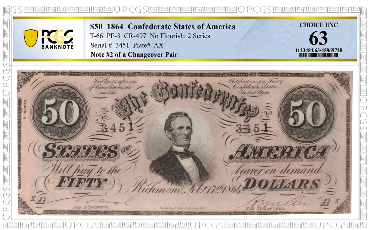 Noteworthy-Notes:-1864-Confederate-States-Of-America-$50-Changeover-Pair