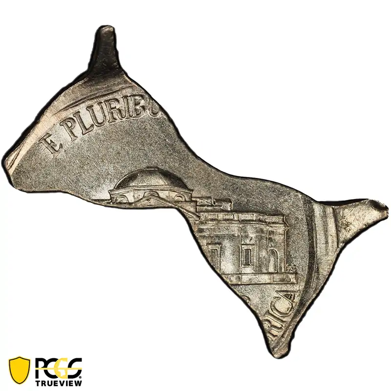 Jefferson-Nickel-Struck-On-Bowtie-Web-Scrap-PCGS-MS-61