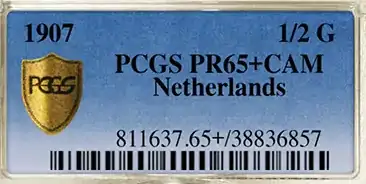 Proof-1907-Netherlands-Half-Gulden-PCGS-PR-65-Cam