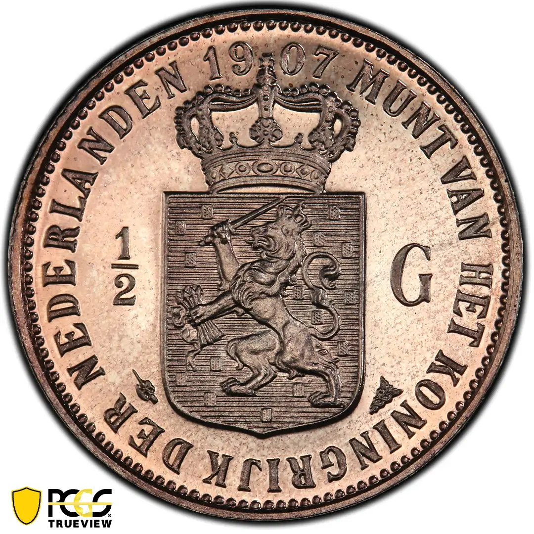 Proof-1907-Netherlands-Half-Gulden-PCGS-PR-65-Cam