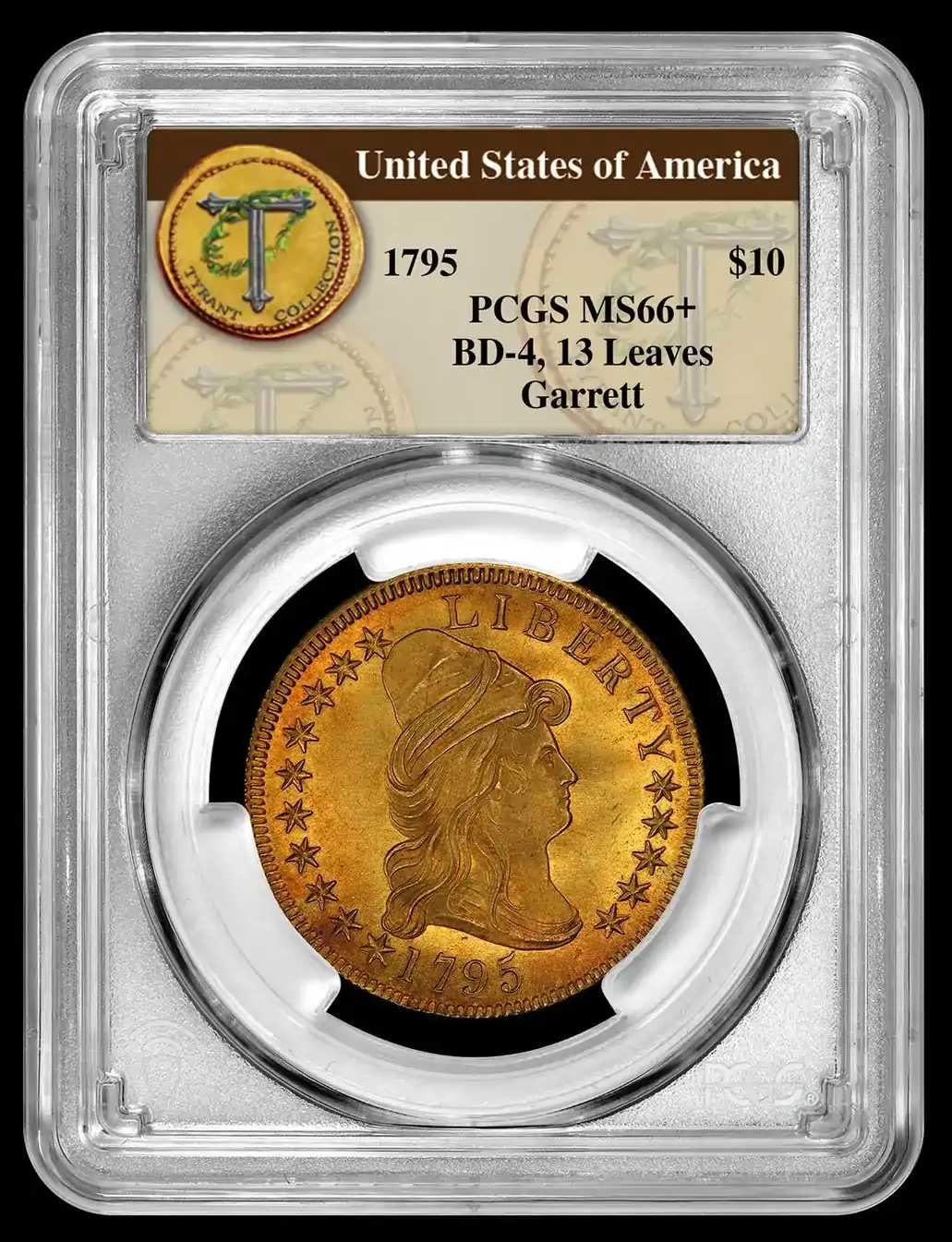 1795-Capped-Bust-Gold-Eagle,-Bd-4,-13-Leaves,-Garrett