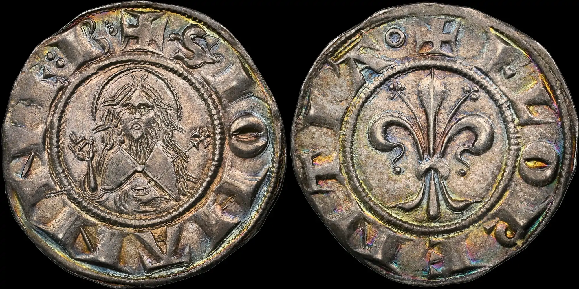 Italy-1189-1260-Florence-12-Denari-NGC-MS-64,-St.-John-The-Baptist