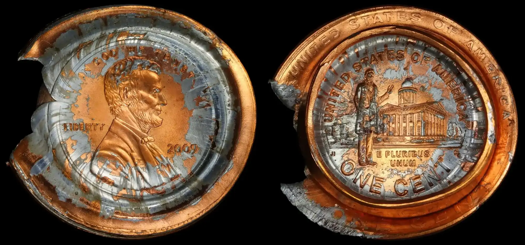 2009-Lincoln-Presidency-Cent,-Bonded-Pair,-Die-Cap,-Multistruck,-And-Broadstruck