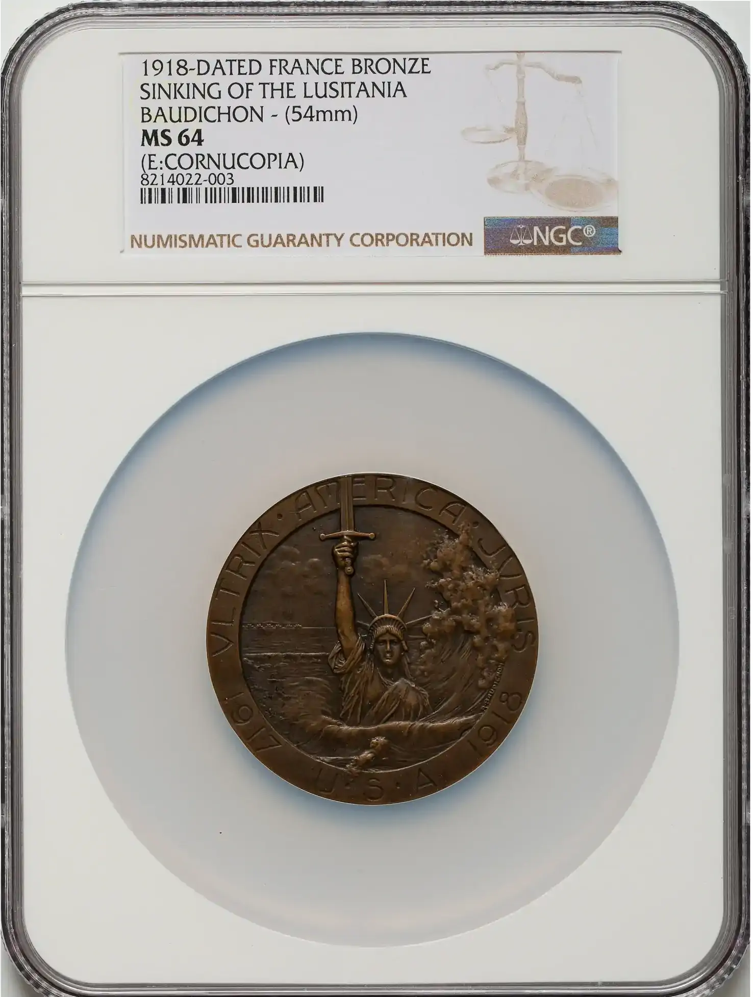1918-Sinking-Of-The-Lusitania-Bronze-Medal-NGC-MS-64