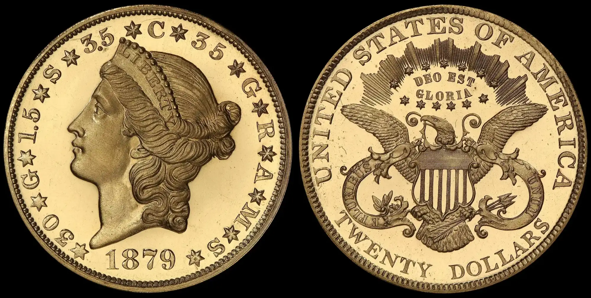 1879-Quintuple-Stella-J-1643-Pattern-$20-PR-64-DCAM-From-The-Simpson-Collection