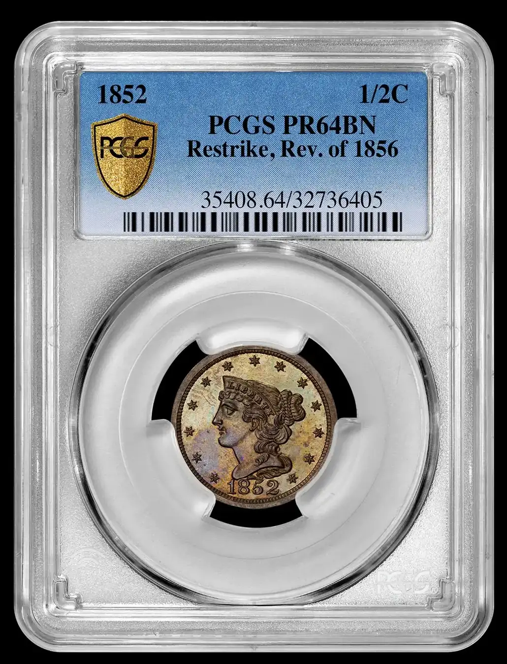 1852-Half-Cent-Restrike,-Reverse-Of-1856,-PCGS-PR-64-BN