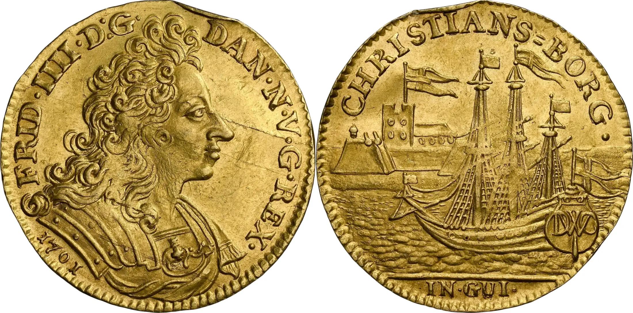 1701-Denmark-Ducat,-Copenhagen-Mint,-Frederik-Iv.-NGC-Unc-Details