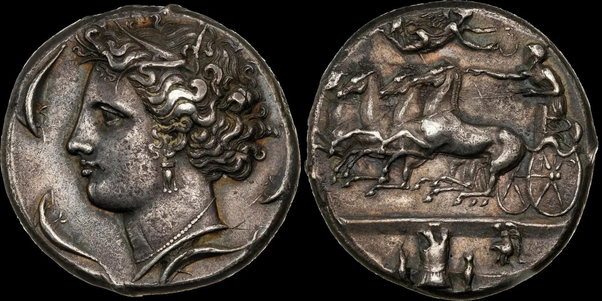 405-370-BC-Euainetos-Silver-Decadrachm,-Arethusa,-From-The-Peh-Family-Collection