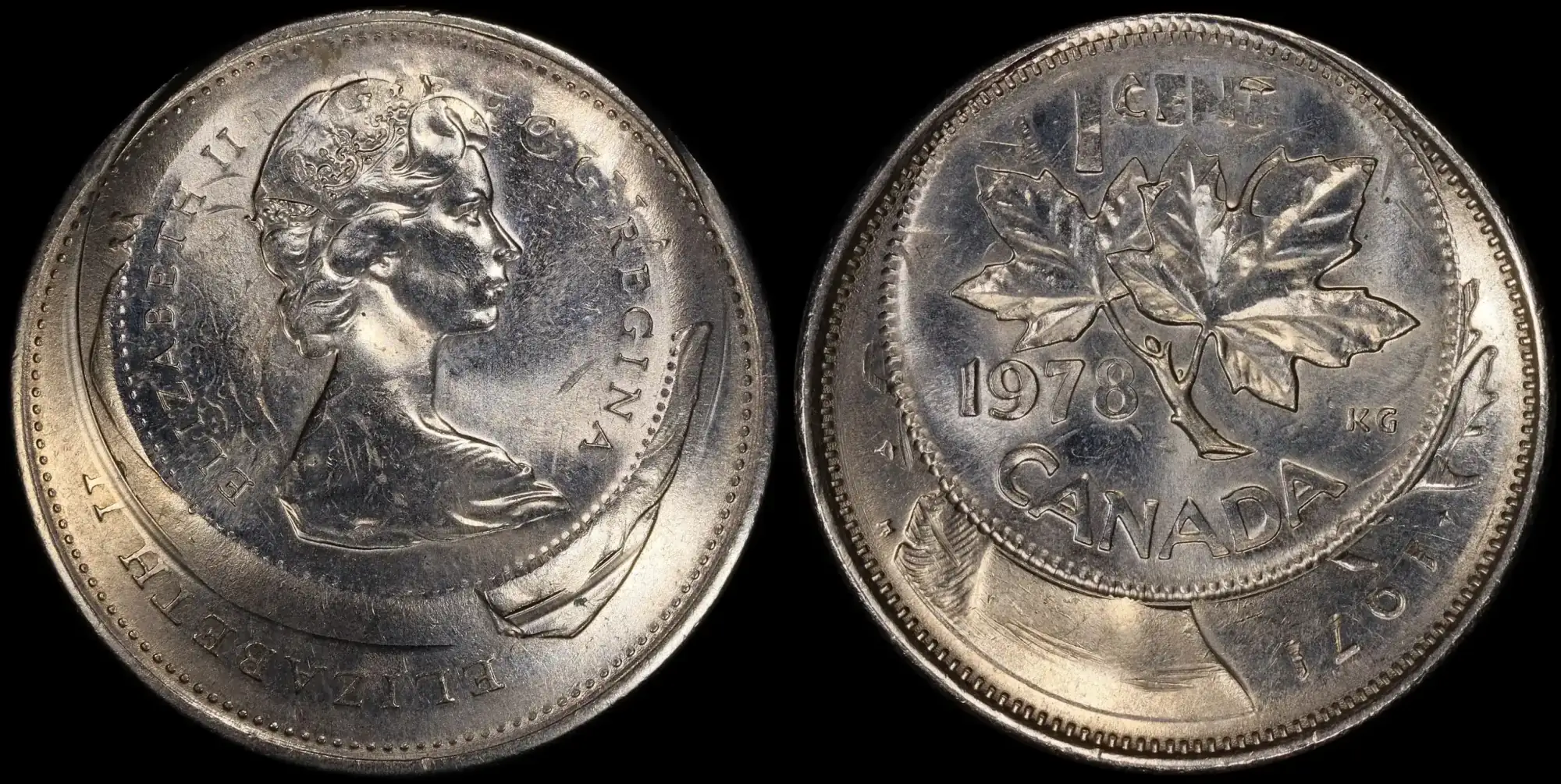1978-Canadian-Cent-Struck-On-1971-Canadian-Quarter-PCGS-MS-64