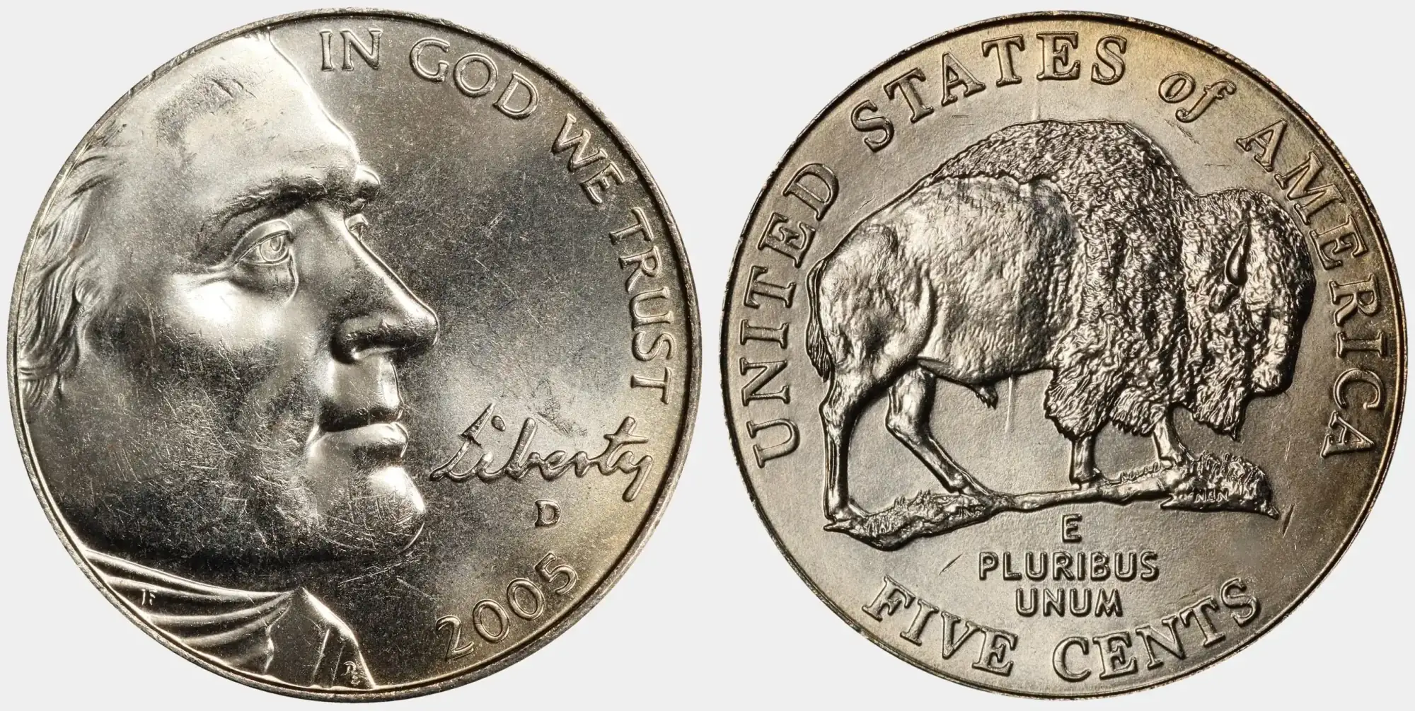 2005-D-Jefferson-Nickel-Speared-Bison-PCGS-MS-65