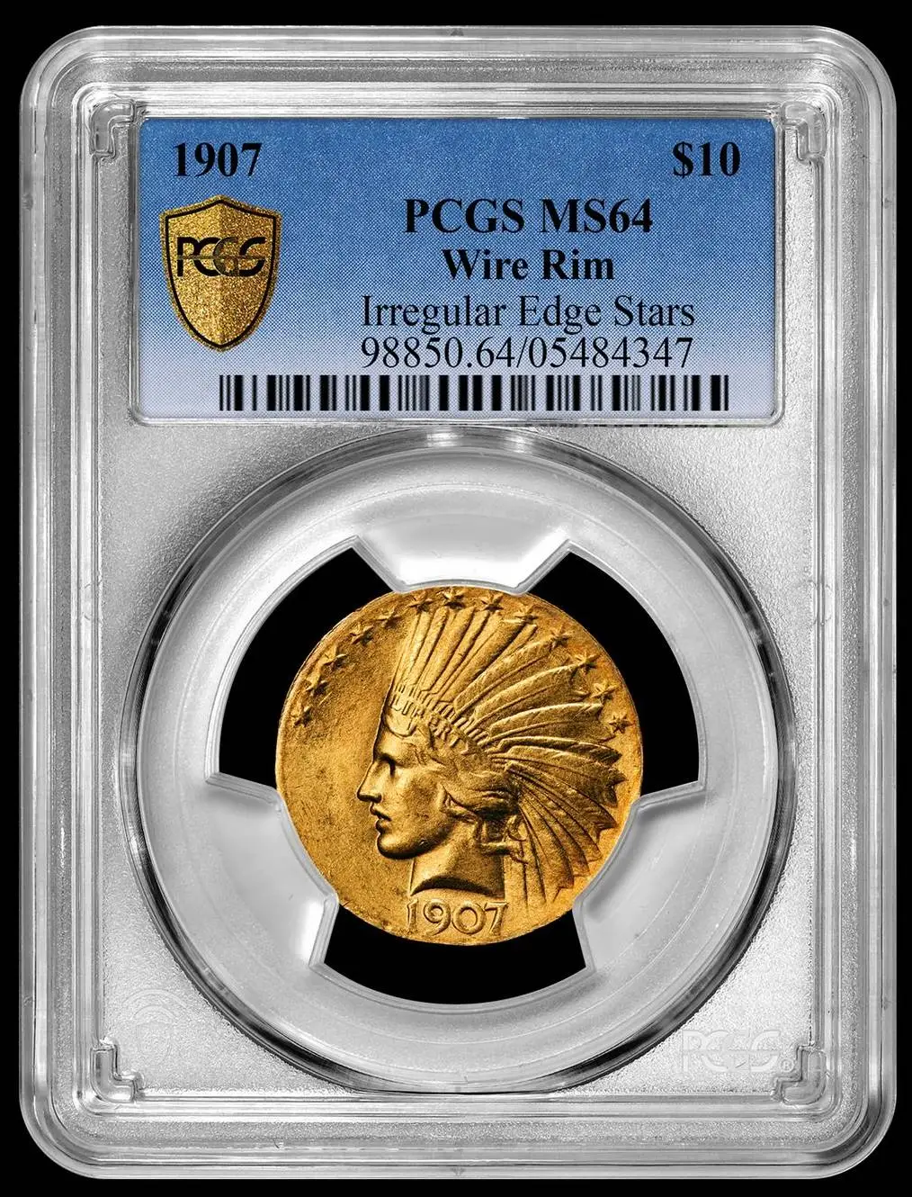 1907-Wire-Rim-Indian-Gold-Eagle-PCGS-MS-64