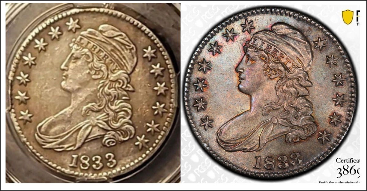 Counterfeit-Detection:-1833-Capped-Bust-Half-Dollar-PCGS-Holder
