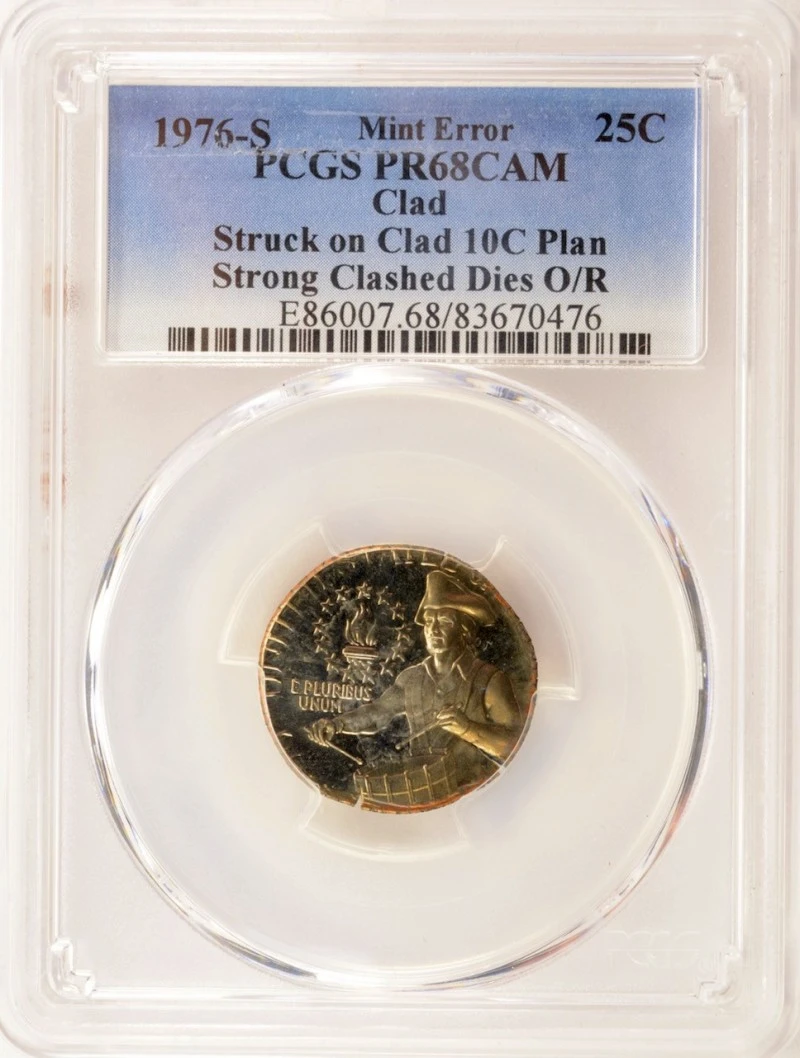 1976-S-Bicentennial-Quarter-Struck-On-Clad-Dime-Planchet-PCGS-PR-68-DCAM