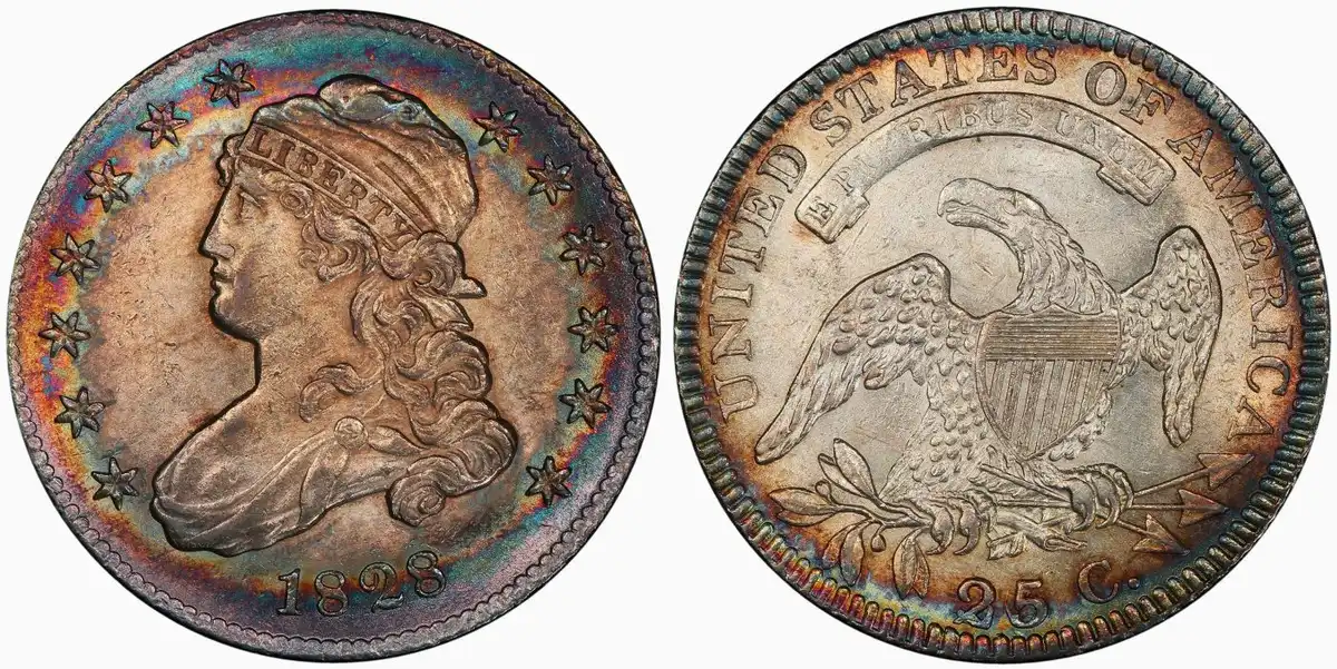1828-Capped-Bust-Quarter-25/50c-PCGS-MS-62-DL-Hansen-Collection