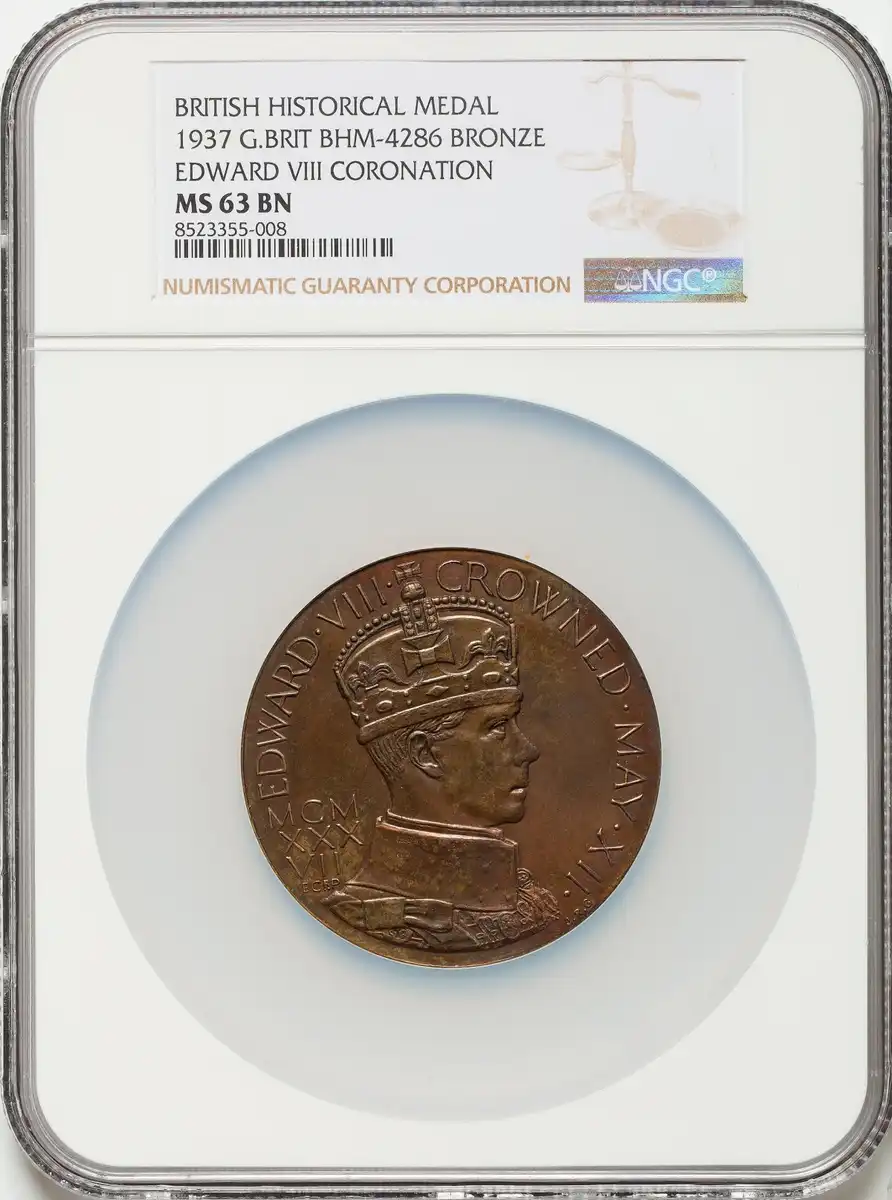 1937-British-Bronze-Medal-That-Was-Struck-For-The-Coronation-Of-Edward-VIII-NGC-MS-63BN