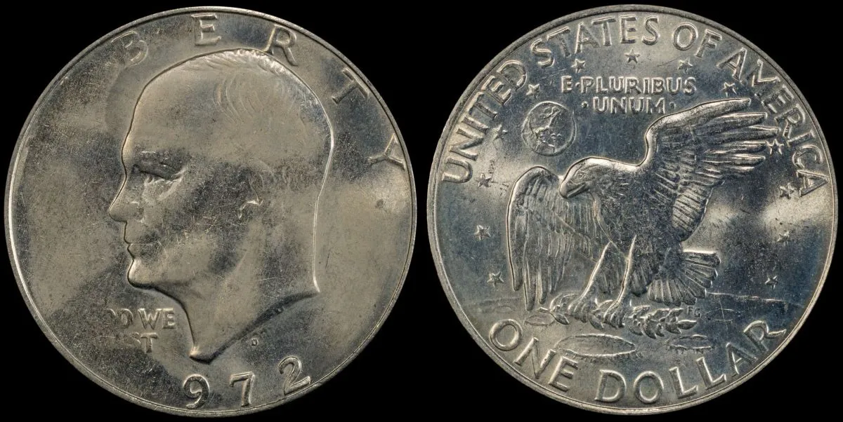1972-D-Eisenhower-Ike-Dollar-Struck-Through-Grease-PCGS-MS-62