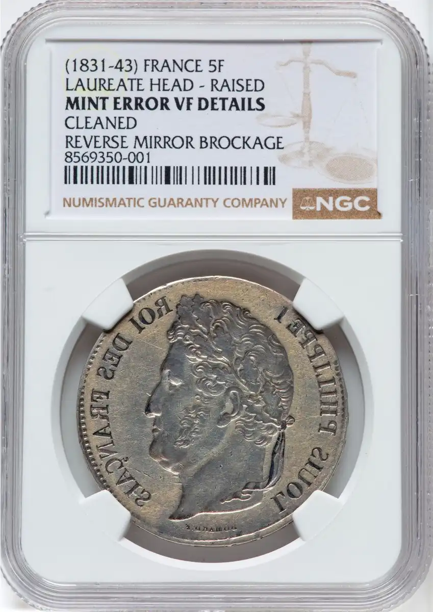1831-1843-Louis-Philippe-I-Reverse-Mirror-Brockage-5-Francs-Nd,-NGC-VF-Details