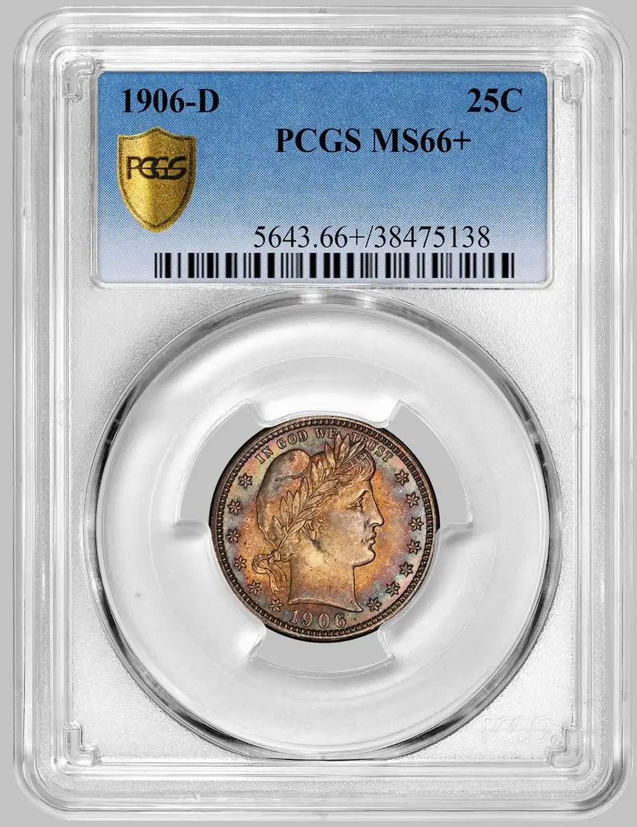 1906-D-Barber-Quarter,-Beautifully-Toned,-PCGS-MS-66+