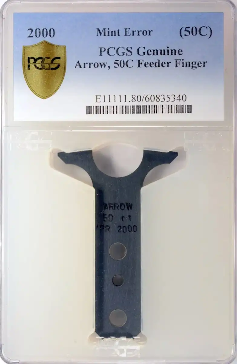 2000-Half-Dollar-Aluminum-Feeder-Finger,-Arrow-Tool-Company,-PCGS-Genuine