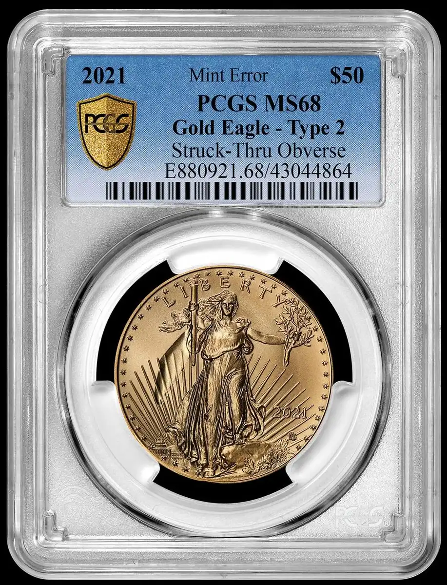 2021-$50-Gold-Eagle,-Struck-Through-Obverse-Error,-PCGS-MS-68,-Type-2