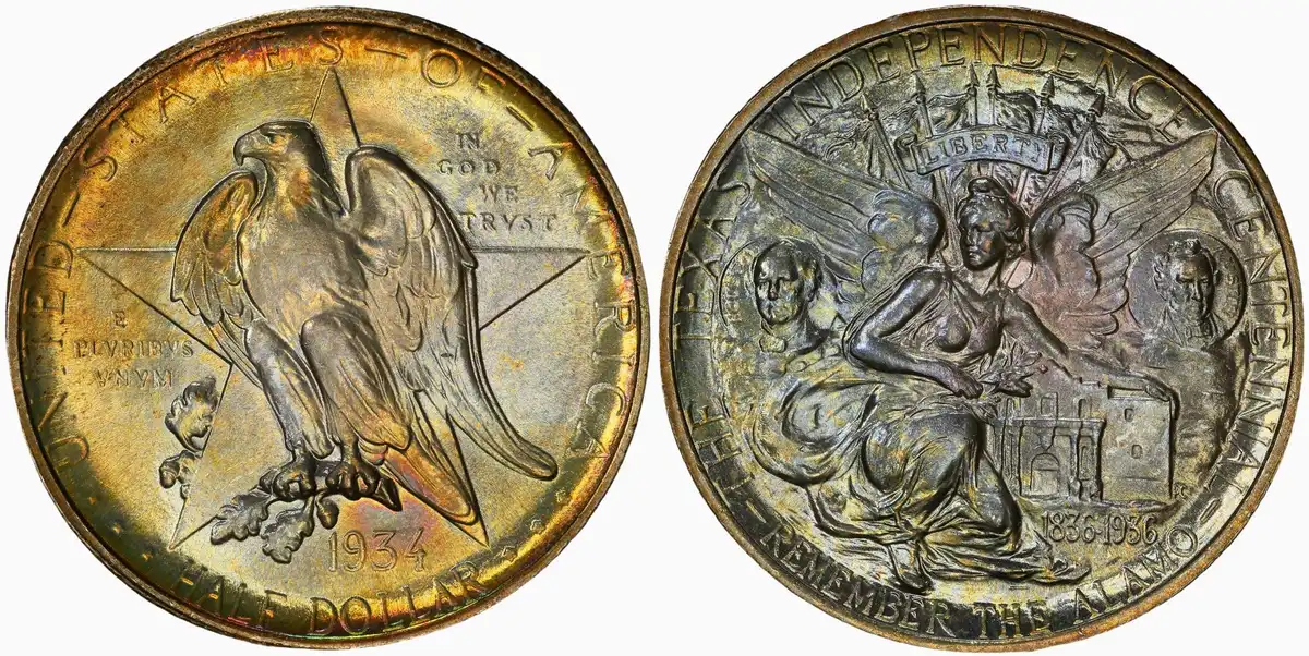 1934-Texas-Centennial-Half-Dollar,-Toner,-PCGS-MS-68